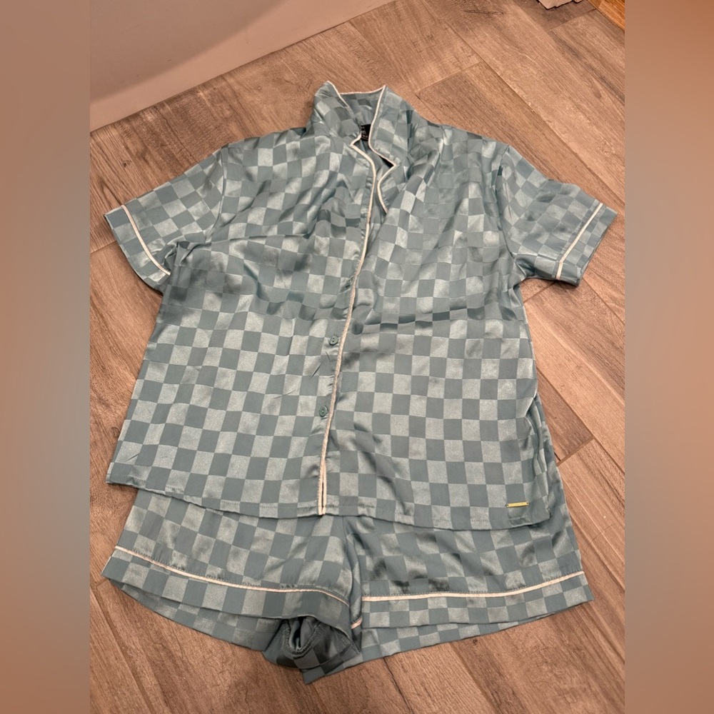 Silk Checkered Pj Set